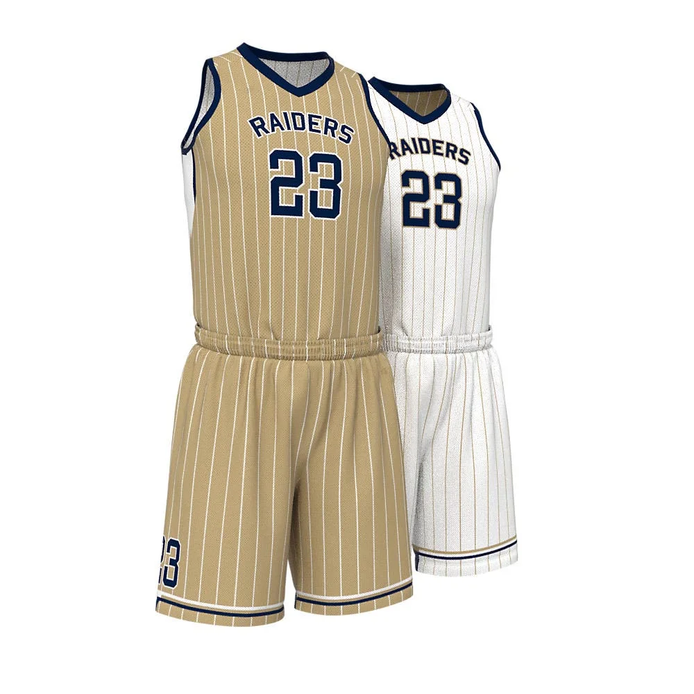 Custom Classic Pinstripe Sublimated Basketball Uniform Set | OEM