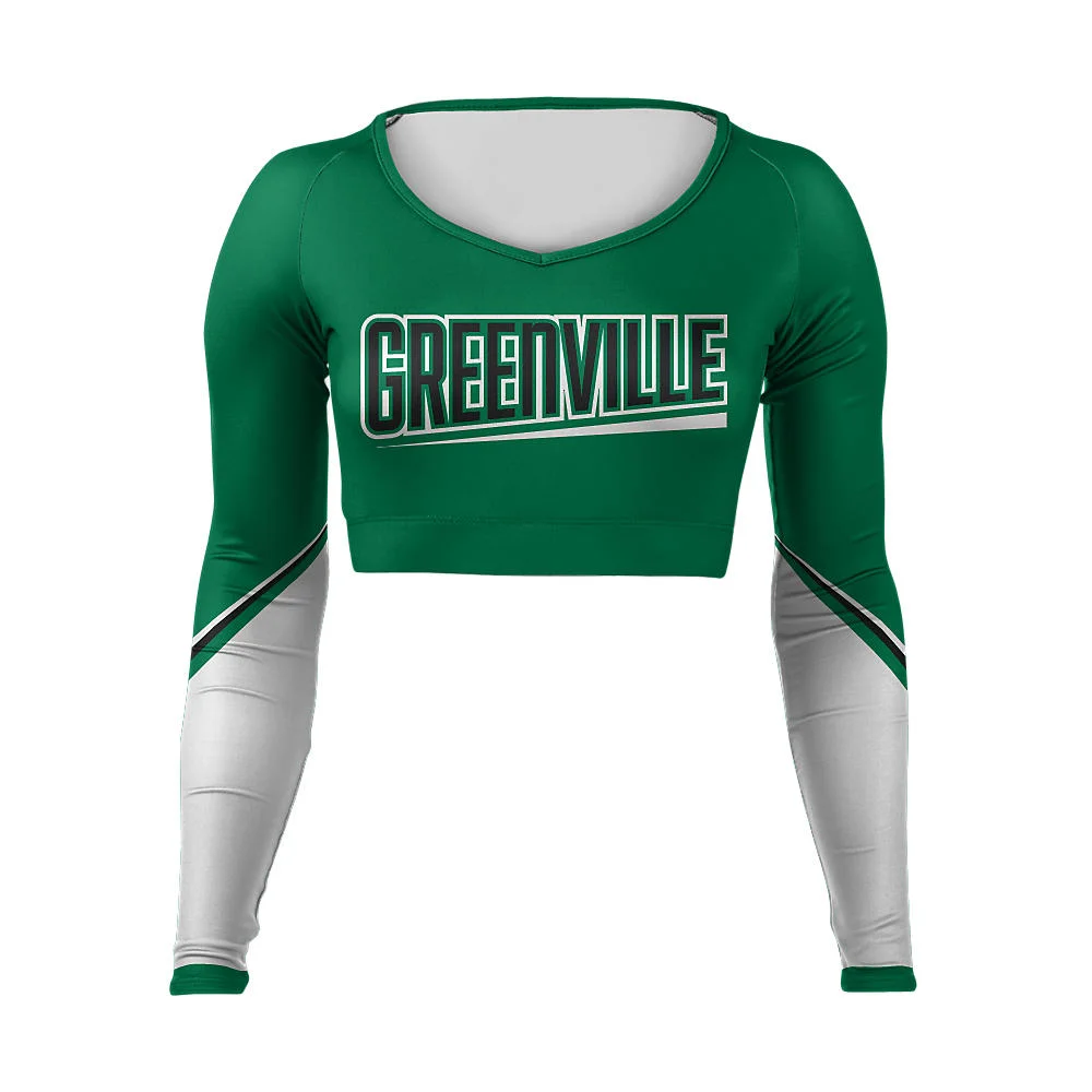 Custom Two-Tone Spliced Cheer V-Neck Bodyliner | OEM