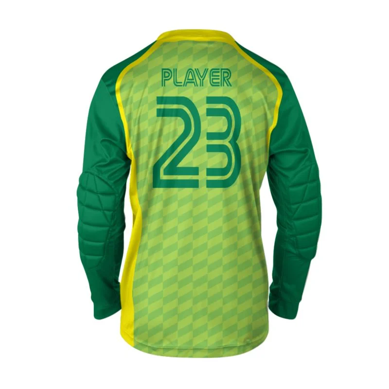 Custom Emerald Green & Yellow Curved Yoke Goalkeeper Jersey | OEM