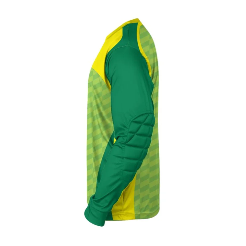 Custom Emerald Green & Yellow Curved Yoke Goalkeeper Jersey | OEM