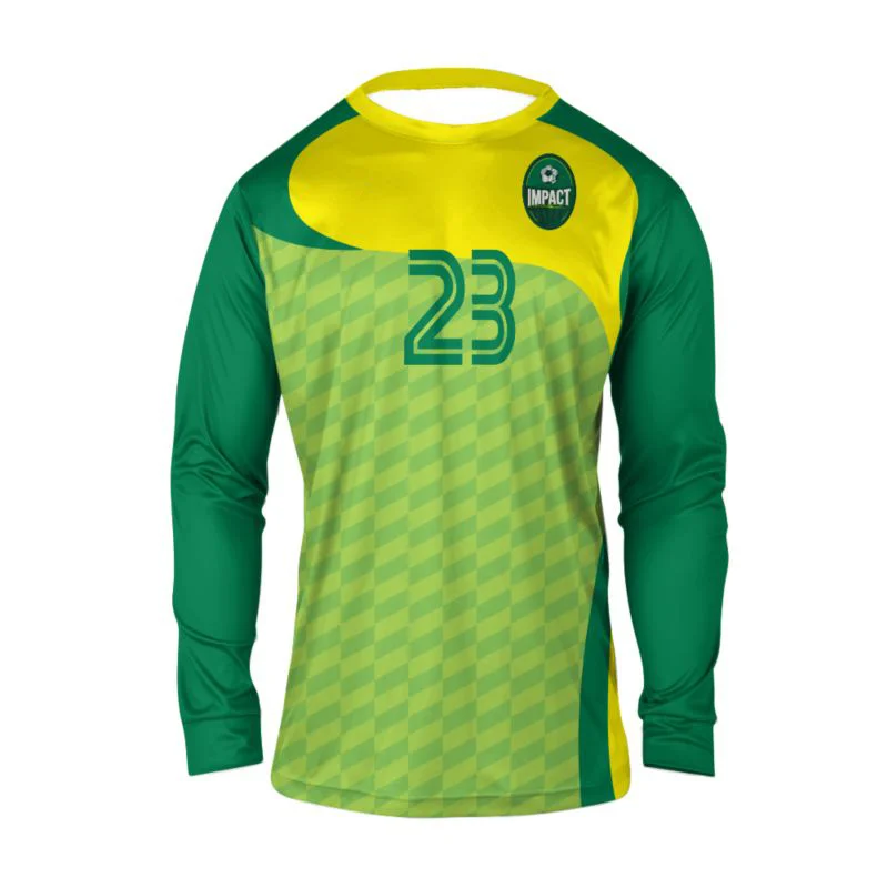 Custom Emerald Green & Yellow Curved Yoke Goalkeeper Jersey | OEM