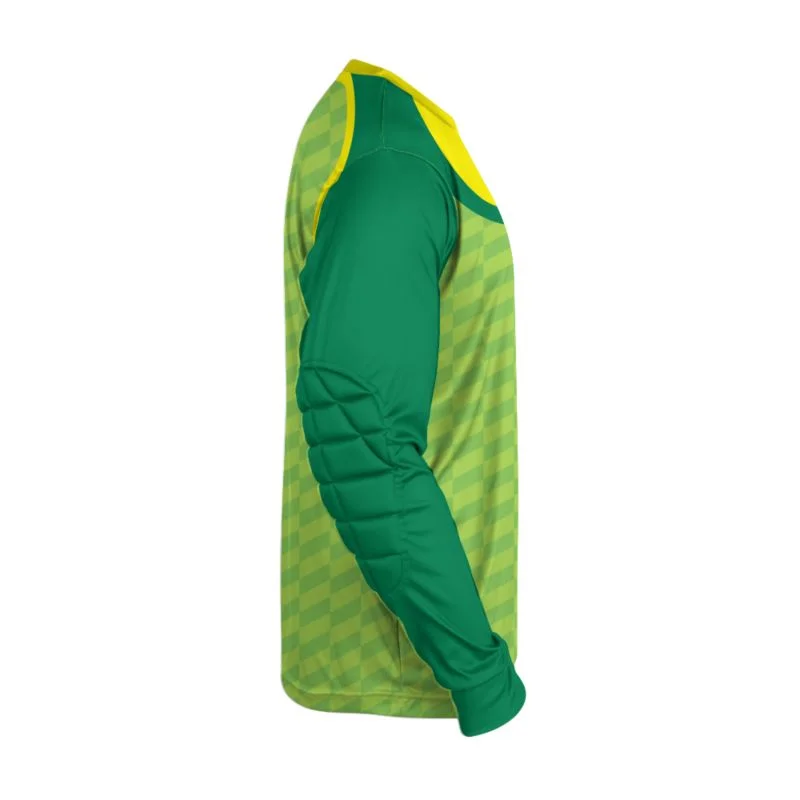 Custom Emerald Green & Yellow Curved Yoke Goalkeeper Jersey | OEM