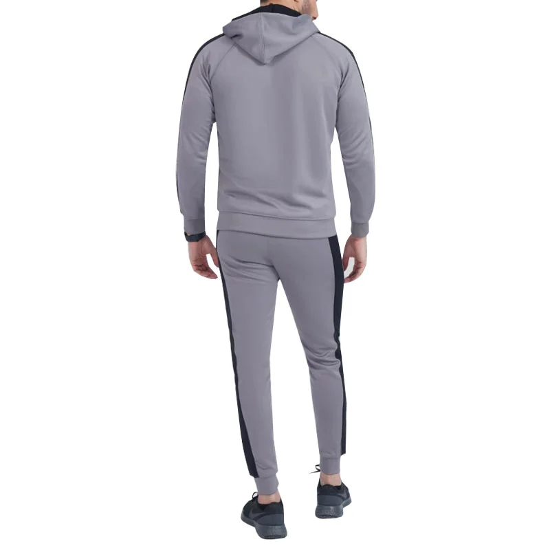 Custom Grey & Black Stripe Tech Fleece Tracksuit | OEM Set