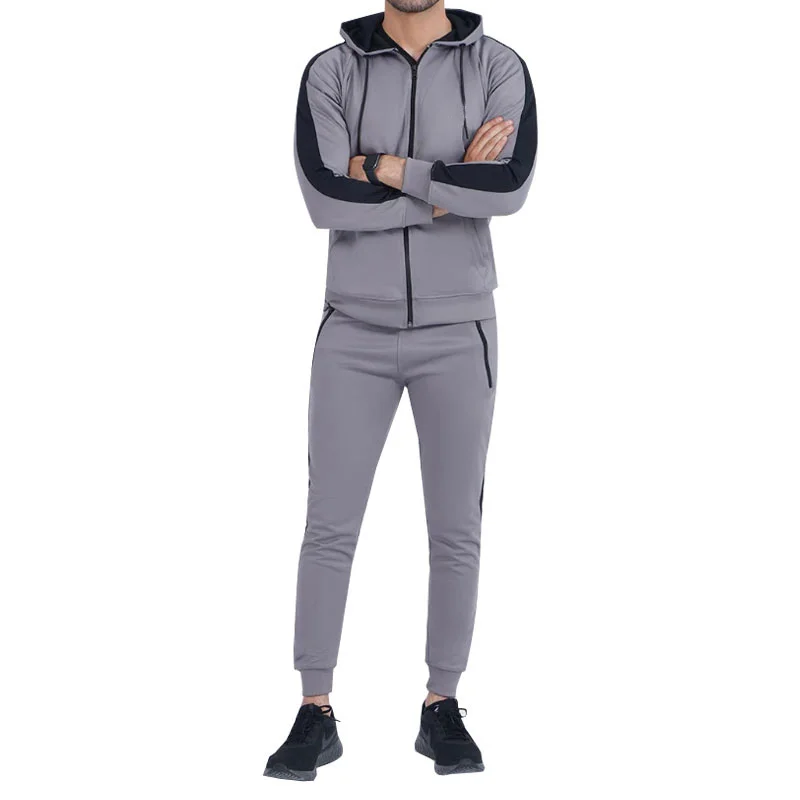 Custom Grey & Black Stripe Tech Fleece Tracksuit | OEM Set