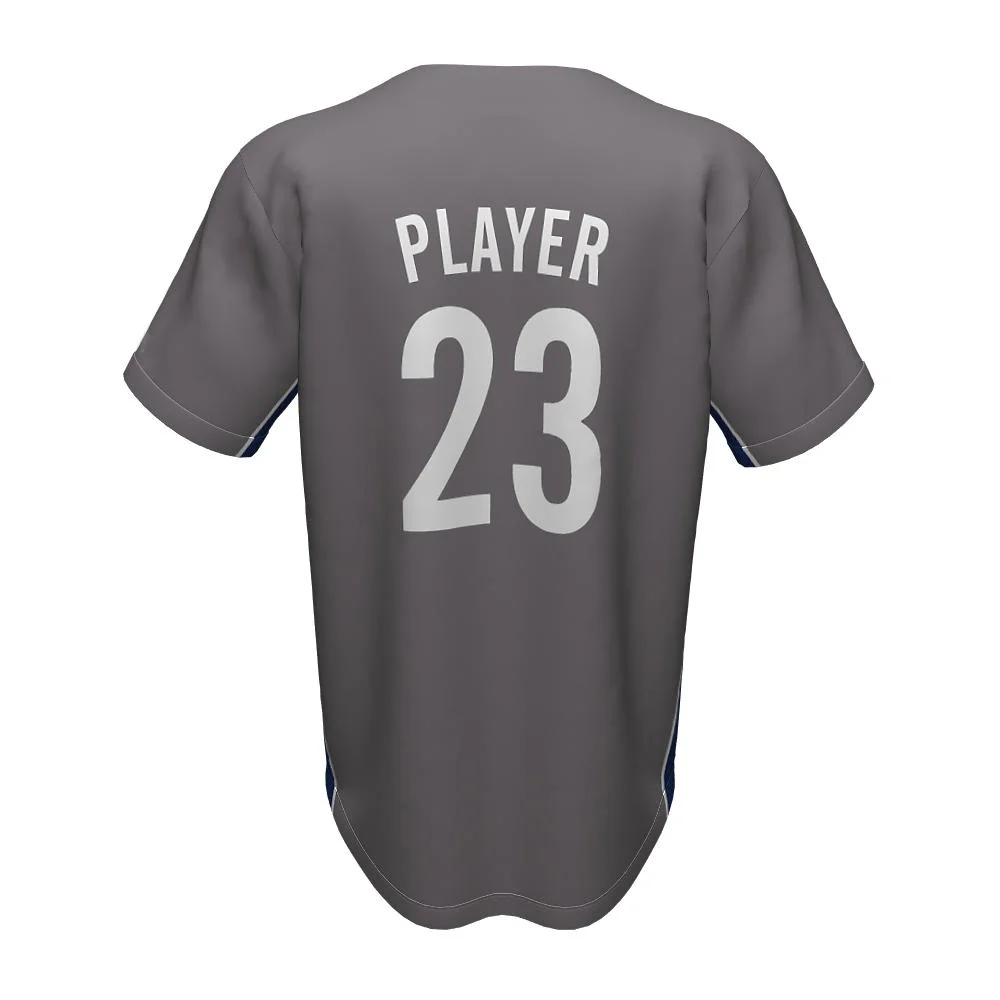Custom Solid Grey Full Button Baseball Jersey | OEM