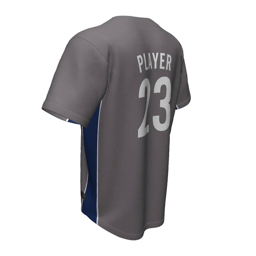 Custom Solid Grey Full Button Baseball Jersey | OEM