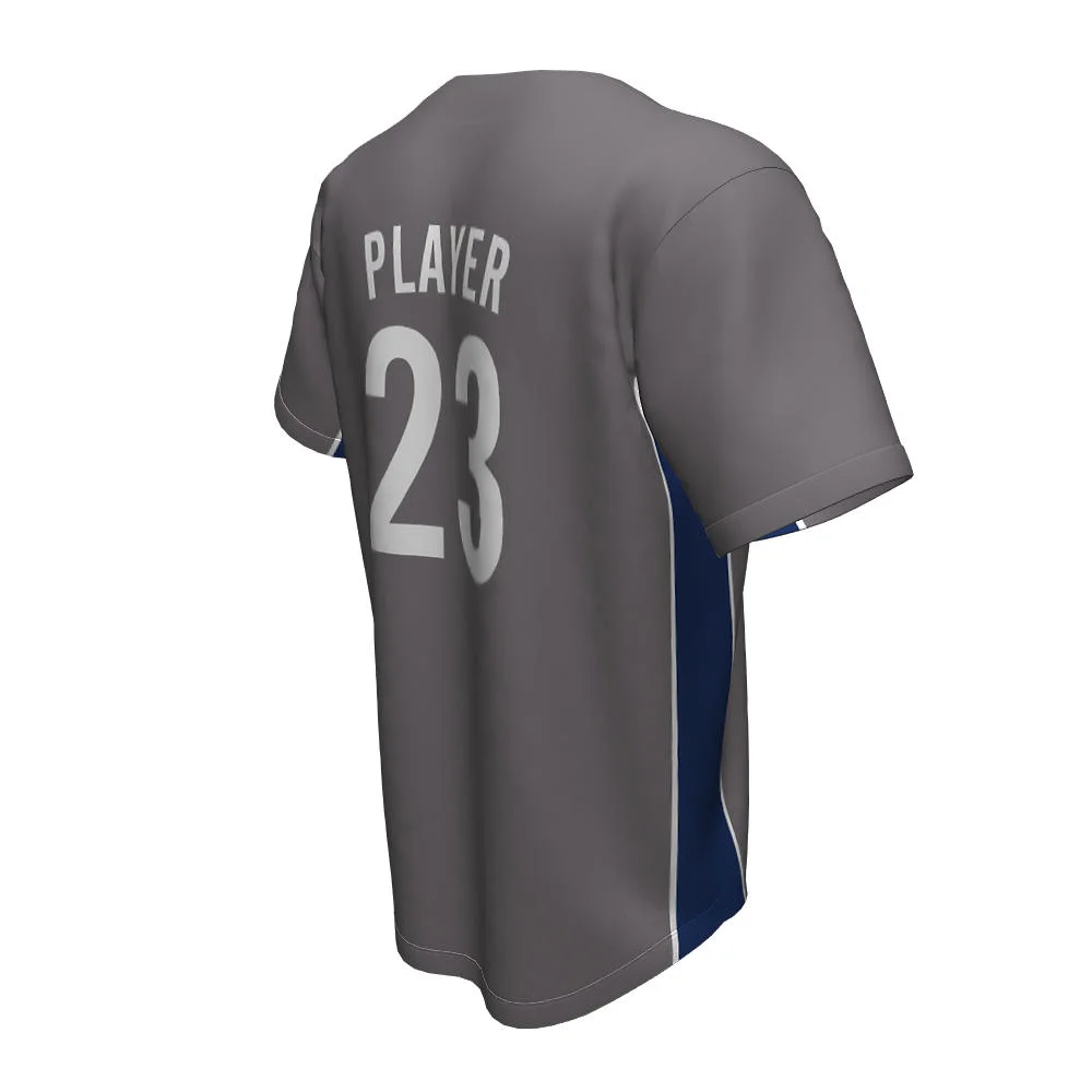 Custom Solid Grey Full Button Baseball Jersey | OEM