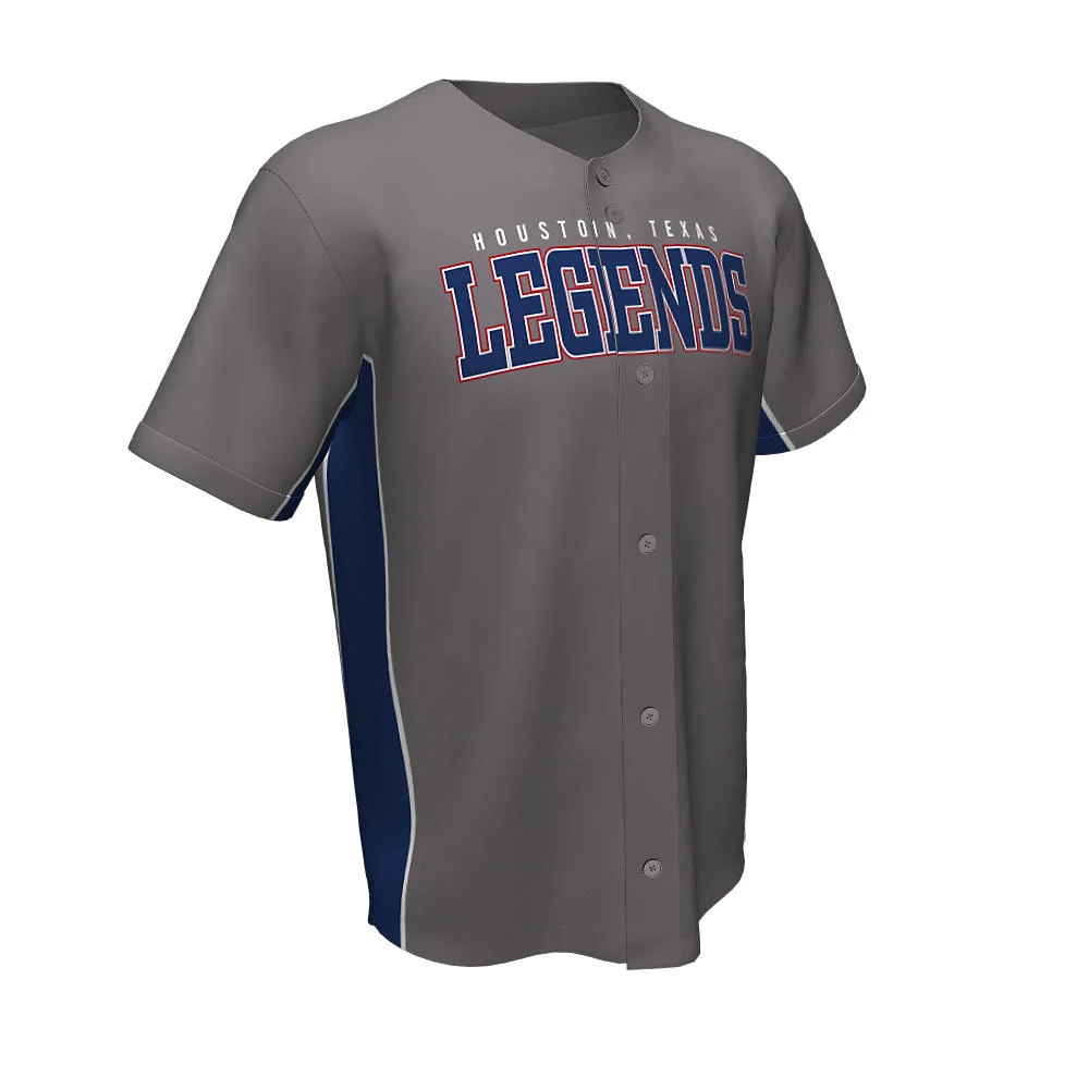 Custom Solid Grey Full Button Baseball Jersey | OEM