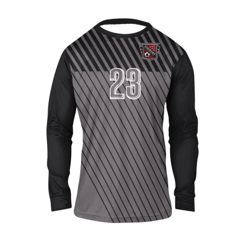 Custom Charcoal Diagonal Pinstripe Goalkeeper Jersey | OEM