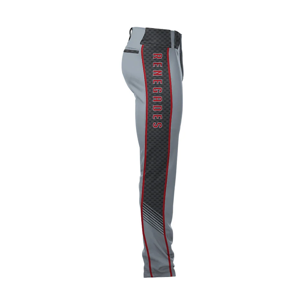 Custom Sublimated Side-Stripe Grey Baseball Pants | OEM