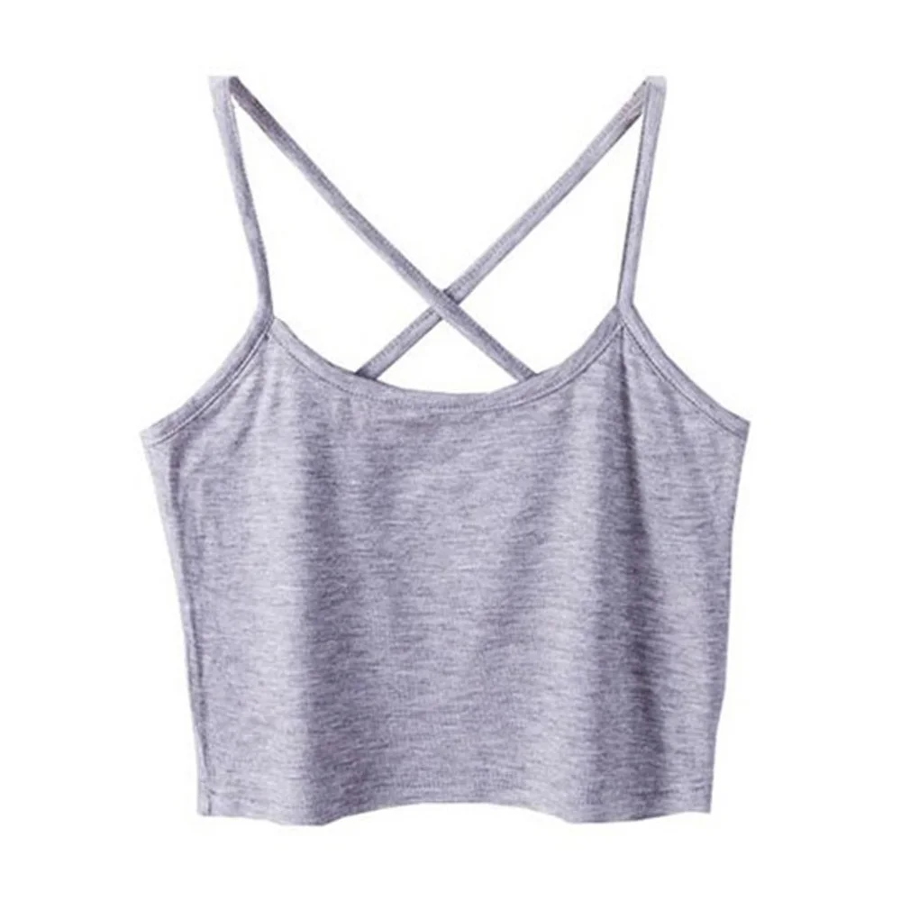 Custom Heather Grey Criss-Cross Back Cami Crop Top | OEM