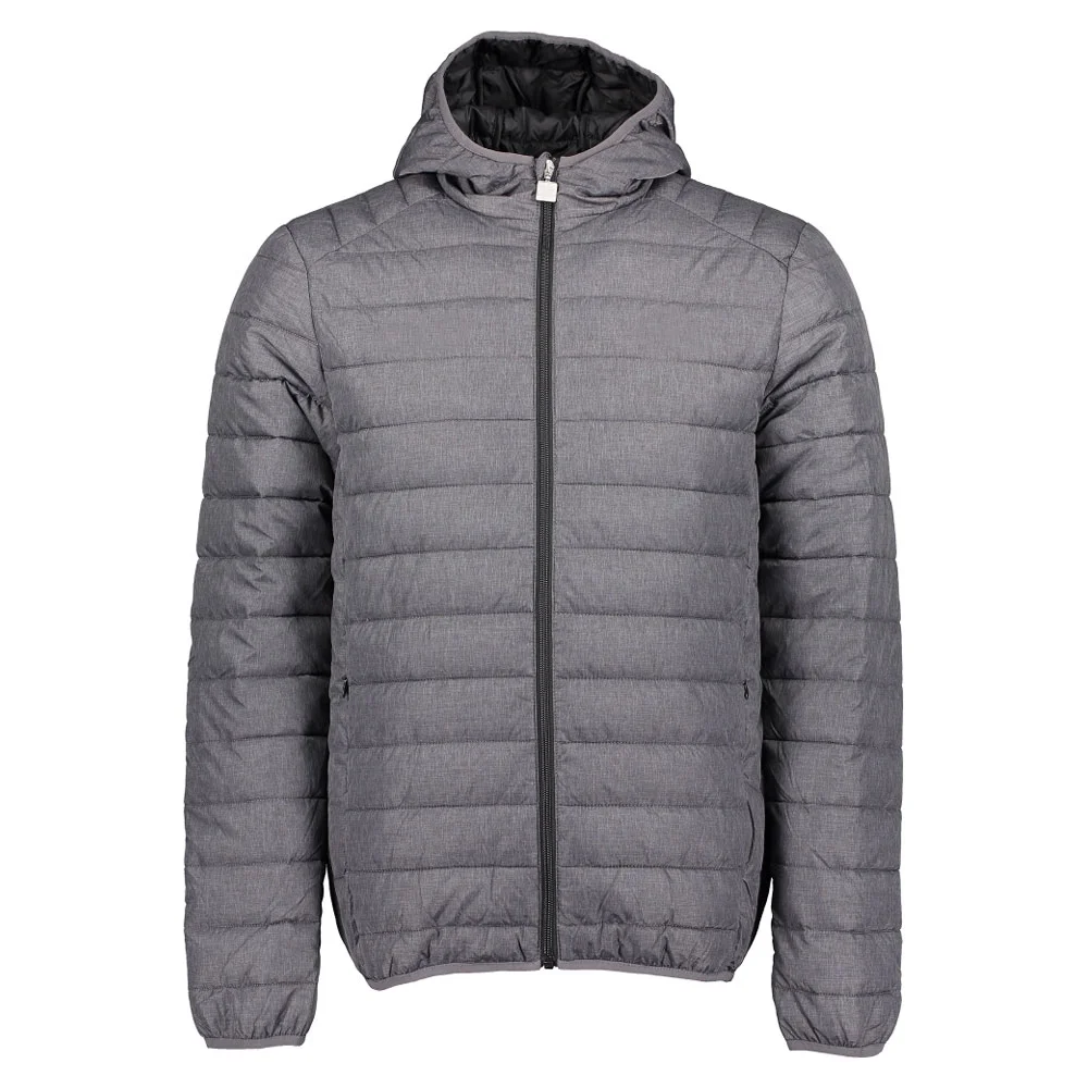 Custom Heather Grey Lightweight Hooded Puffer Jacket | B2B OEM