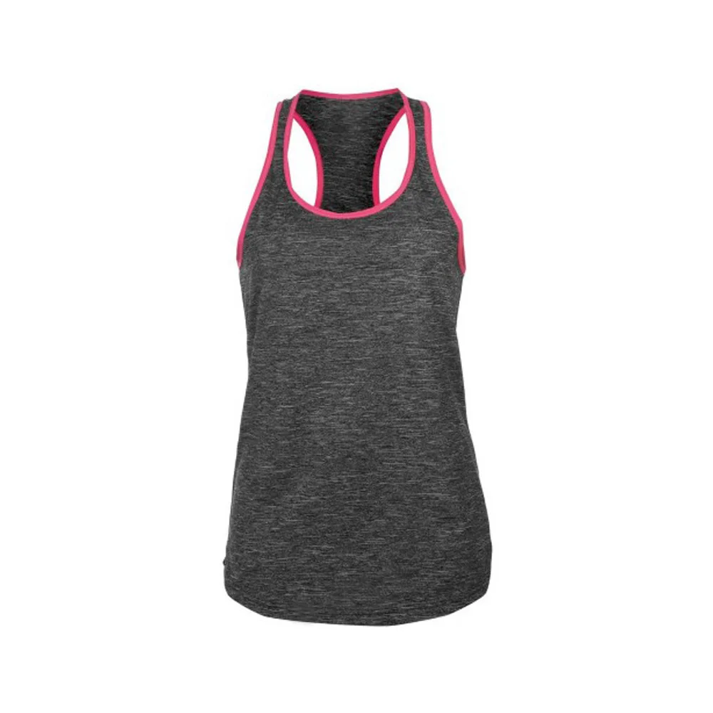 Custom Heather Grey Racerback Tank Top with Pink Trim | OEM