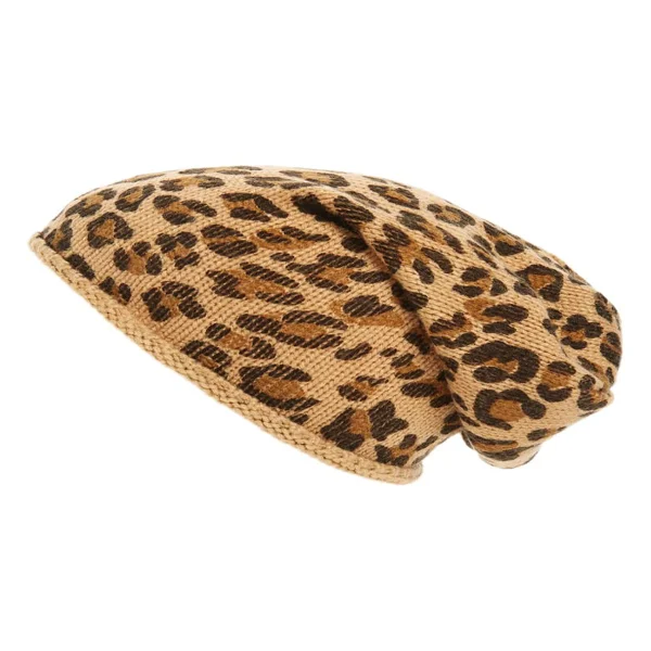 Custom Leopard Jacquard Knit Slouchy Beanie | Animal Print OEM