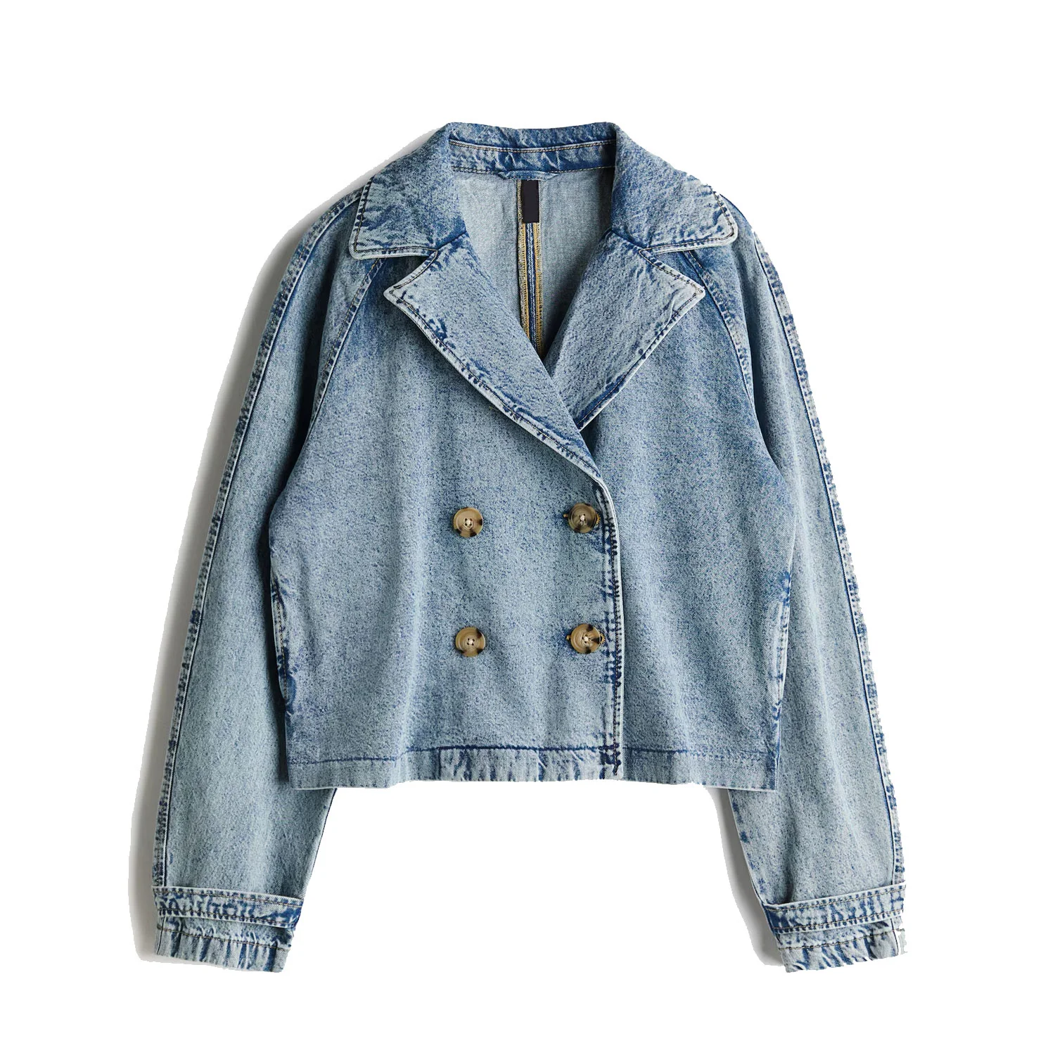 Custom Stone Wash Cropped Denim Jacket | Vintage Blue OEM