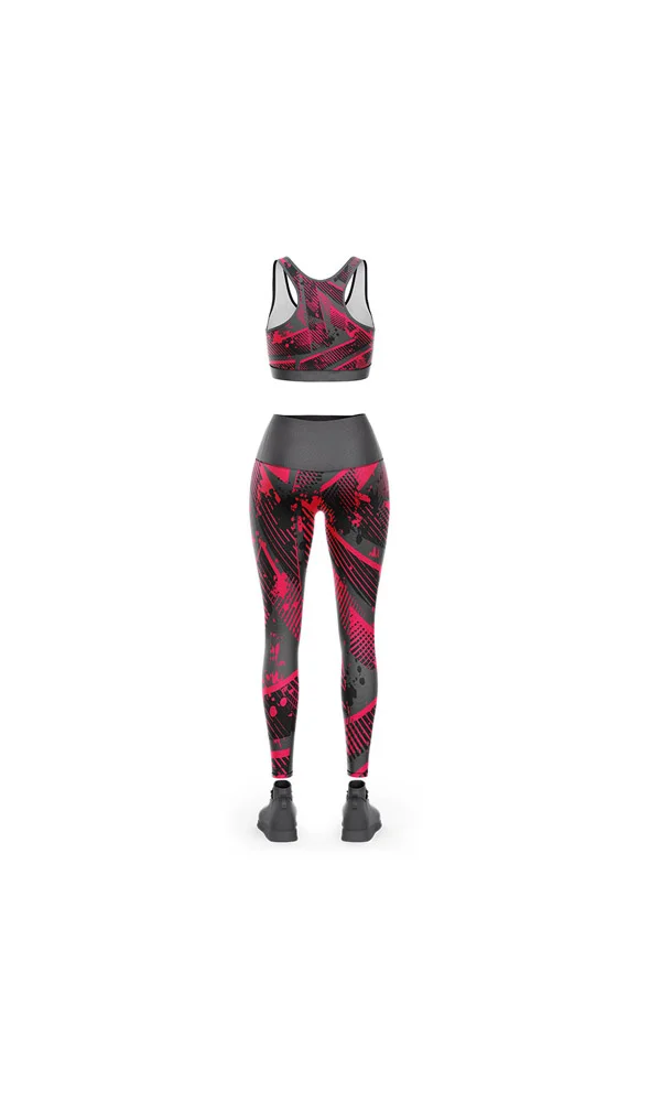 Custom Magenta Pink & Charcoal Camo 3D Bra and Leggings Set | OEM