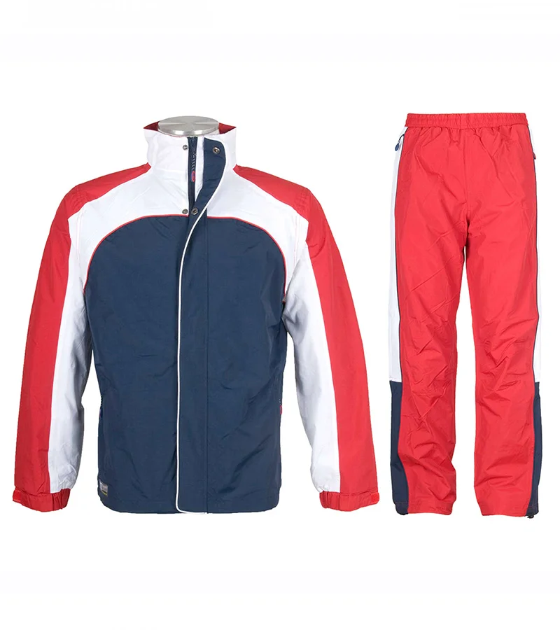 Custom Men's Navy & Red Curved Panel Tracksuit Set | Teamwear OEM