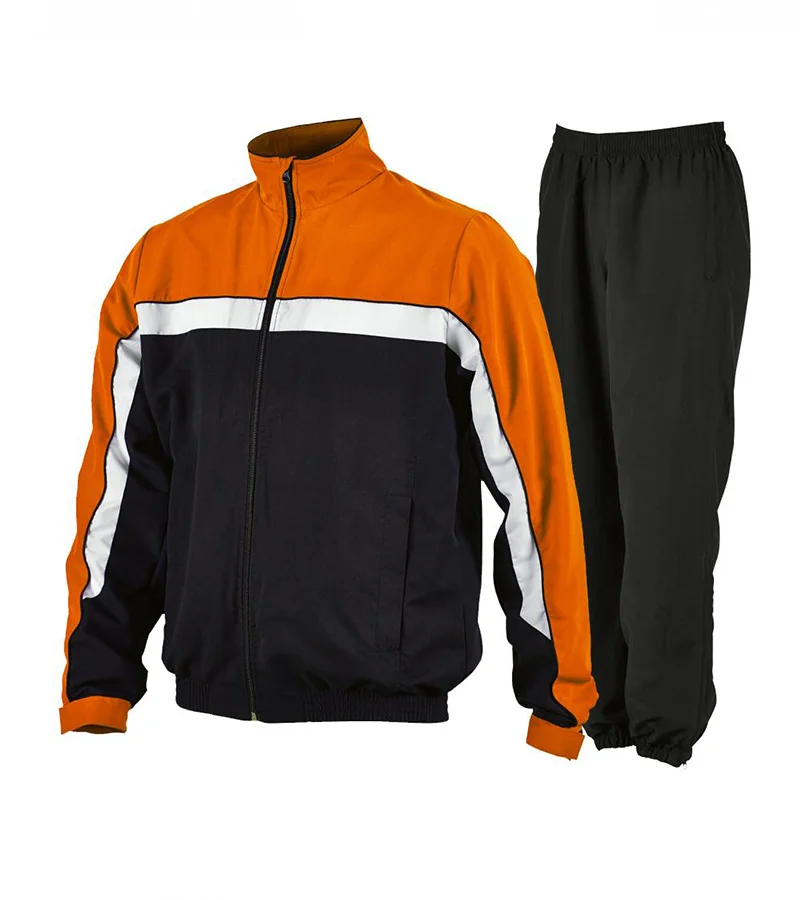 Custom Men's Orange & black Colorblock Tracksuit Set | Teamwear OEM