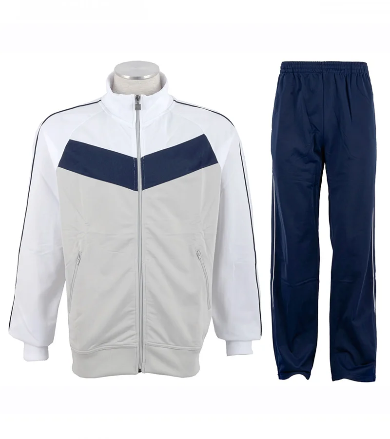 Custom Men's White & Navy Chevron Tracksuit Set | Athleisure OEM
