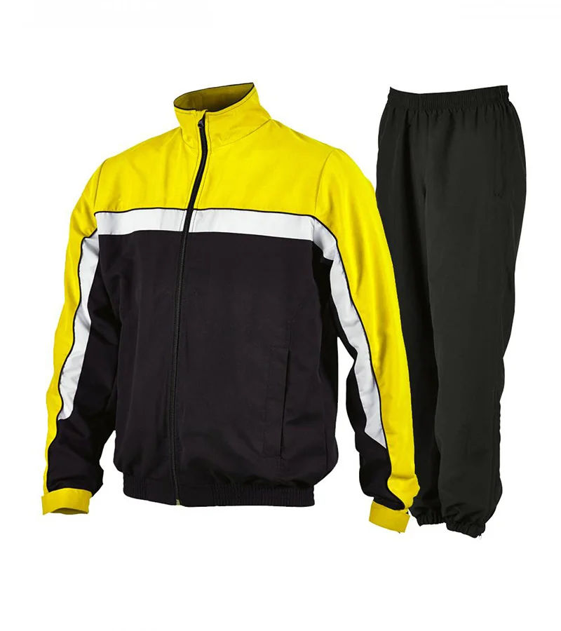 Custom Men's Yellow & Black Athletic Warmup Tracksuit Set | OEM