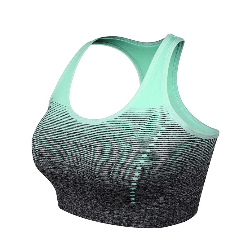 Custom Mint & Black Textured Ombre Racerback Sports Bra | OEM