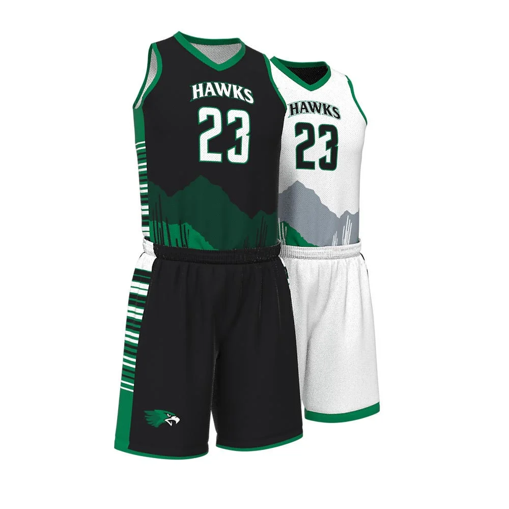 Custom Mountain Landscape Sublimated Basketball Uniform Set | OEM