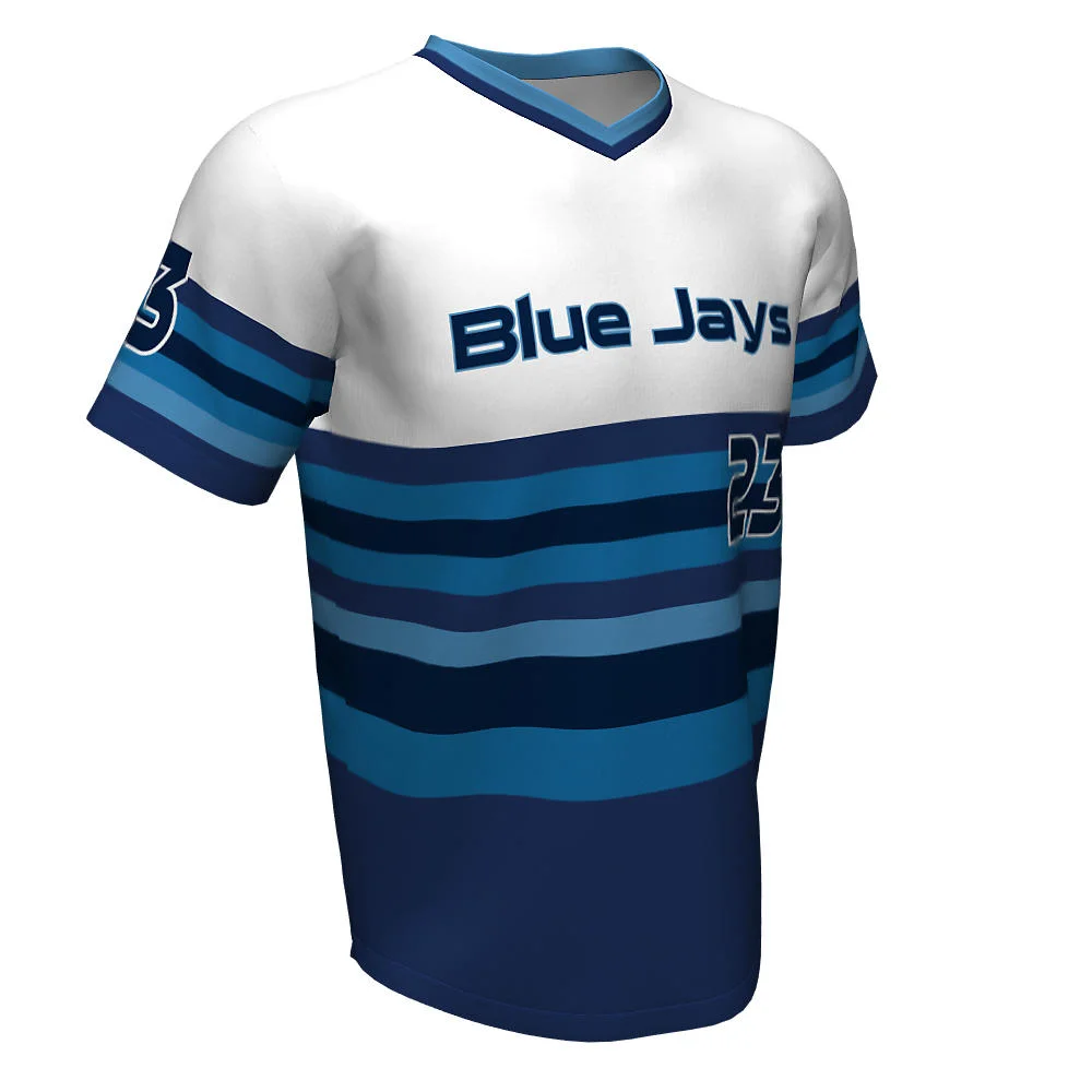 Custom Multi-Stripe Gradient V-Neck Baseball Jersey | OEM
