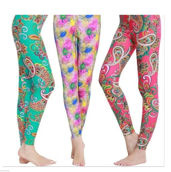 Custom Multi-Color Paisley Printed Fitness Leggings | OEM