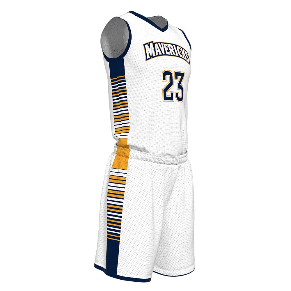 Custom Multi-Stripe Flank Basketball Uniform Set | B2B OEM