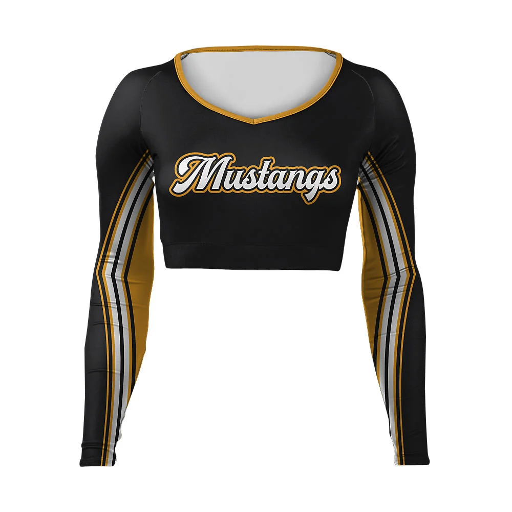 Custom Mustangs Cropped V-Neck Cheer Bodyliner | Teamwear OEM