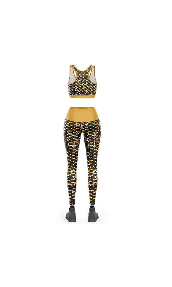 Custom Honeycomb Hexagon 3D Bra and Leggings Set | Athleisure OEM