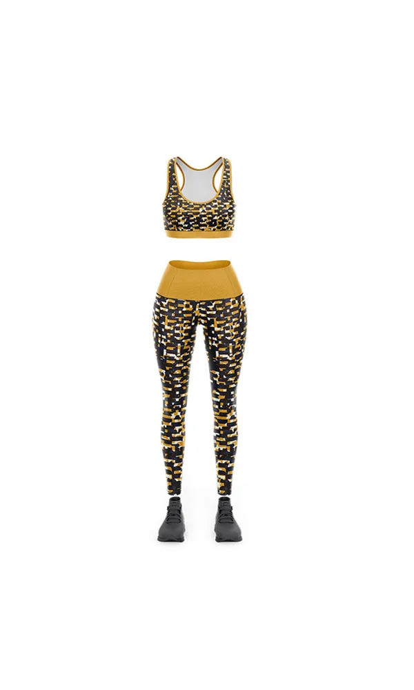 Custom Honeycomb Hexagon 3D Bra and Leggings Set | Athleisure OEM