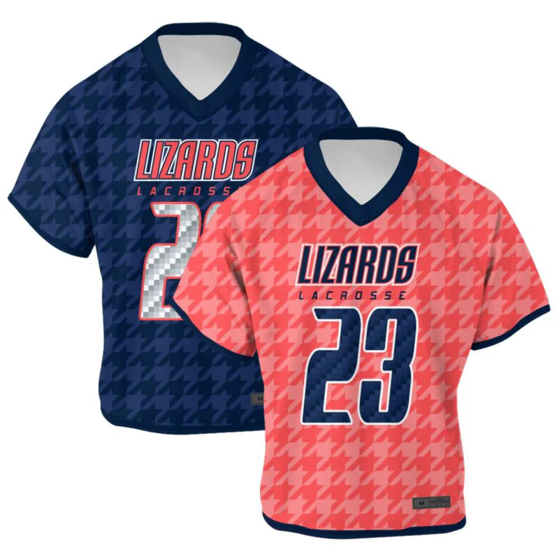 Custom Houndstooth Pattern Lacrosse V-Neck Jersey Set | OEM
