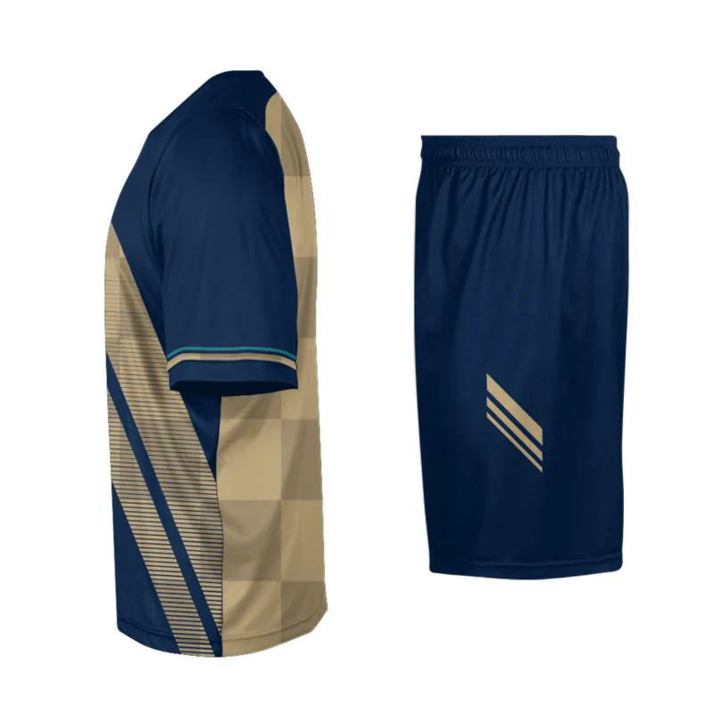 Custom Diagonal Gold Stripe Soccer Uniform Set | OEM