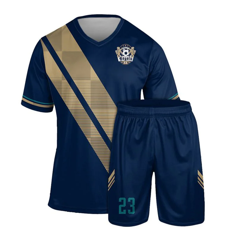 Custom Diagonal Gold Stripe Soccer Uniform Set | OEM