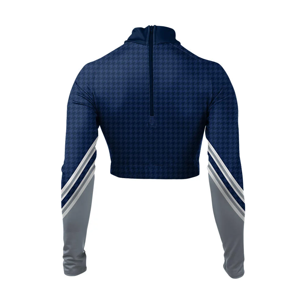 Custom Houndstooth Pattern Cropped Cheer Mock Neck Bodyliner | OEM