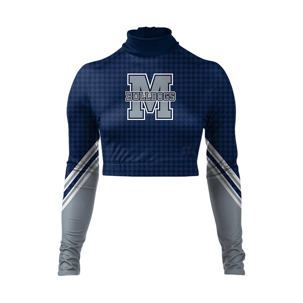 Custom Houndstooth Pattern Cropped Cheer Mock Neck Bodyliner | OEM