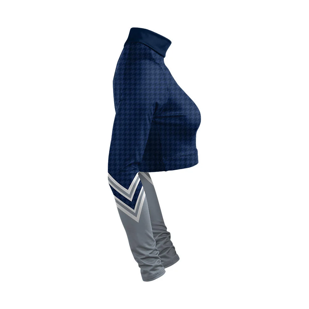 Custom Houndstooth Pattern Cropped Cheer Mock Neck Bodyliner | OEM