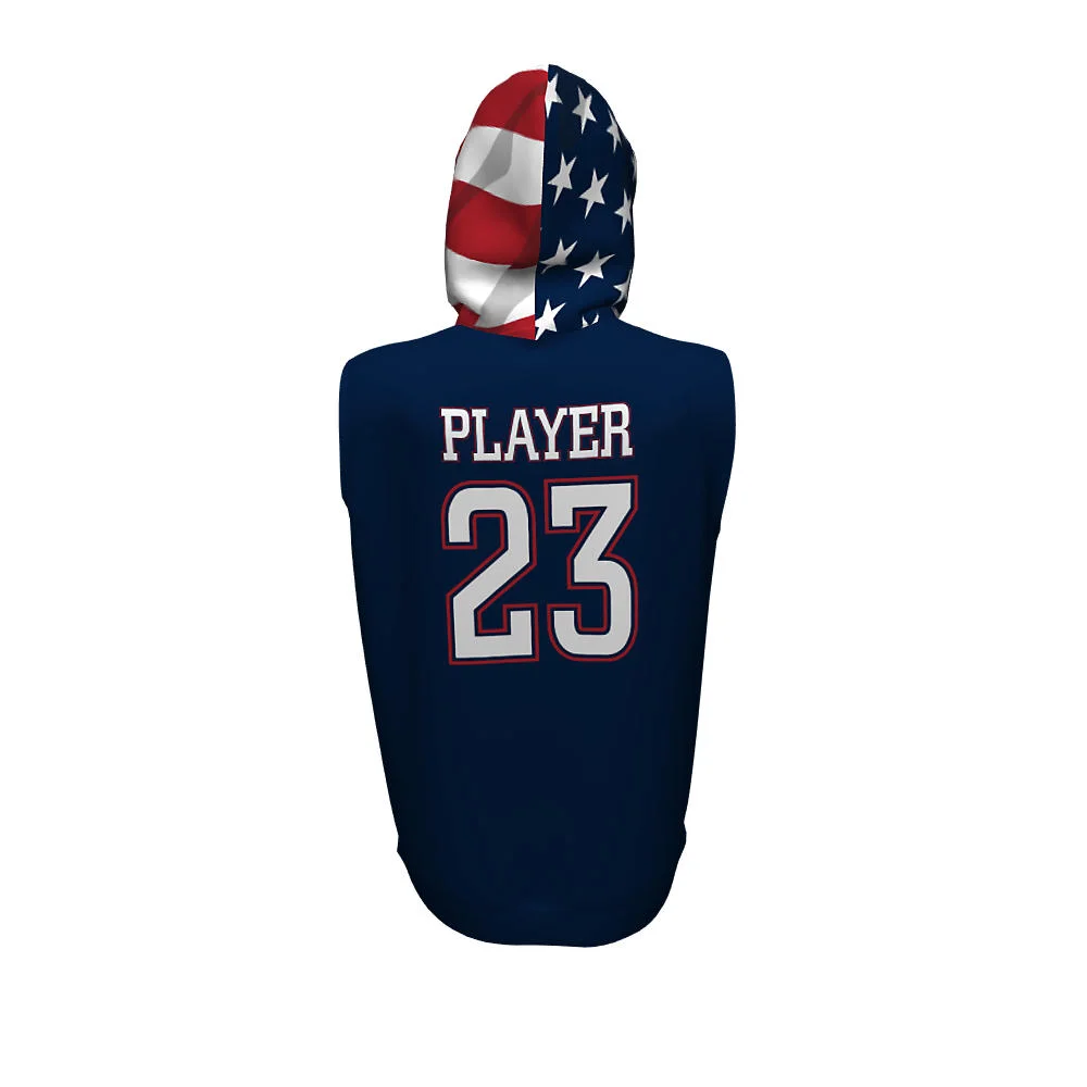 Custom Stars & Stripes Hood Sleeveless Basketball Hoodie | OEM