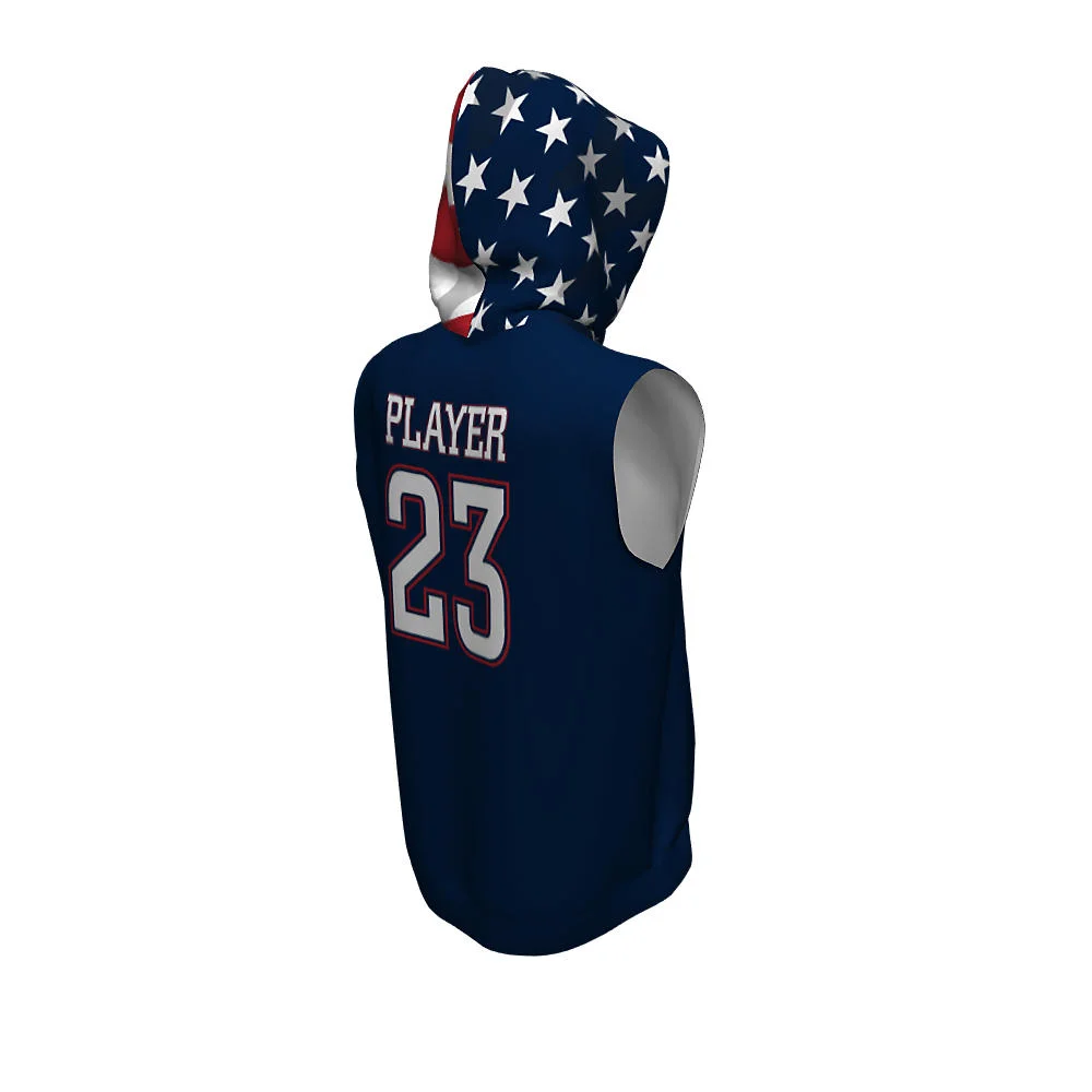 Custom Stars & Stripes Hood Sleeveless Basketball Hoodie | OEM