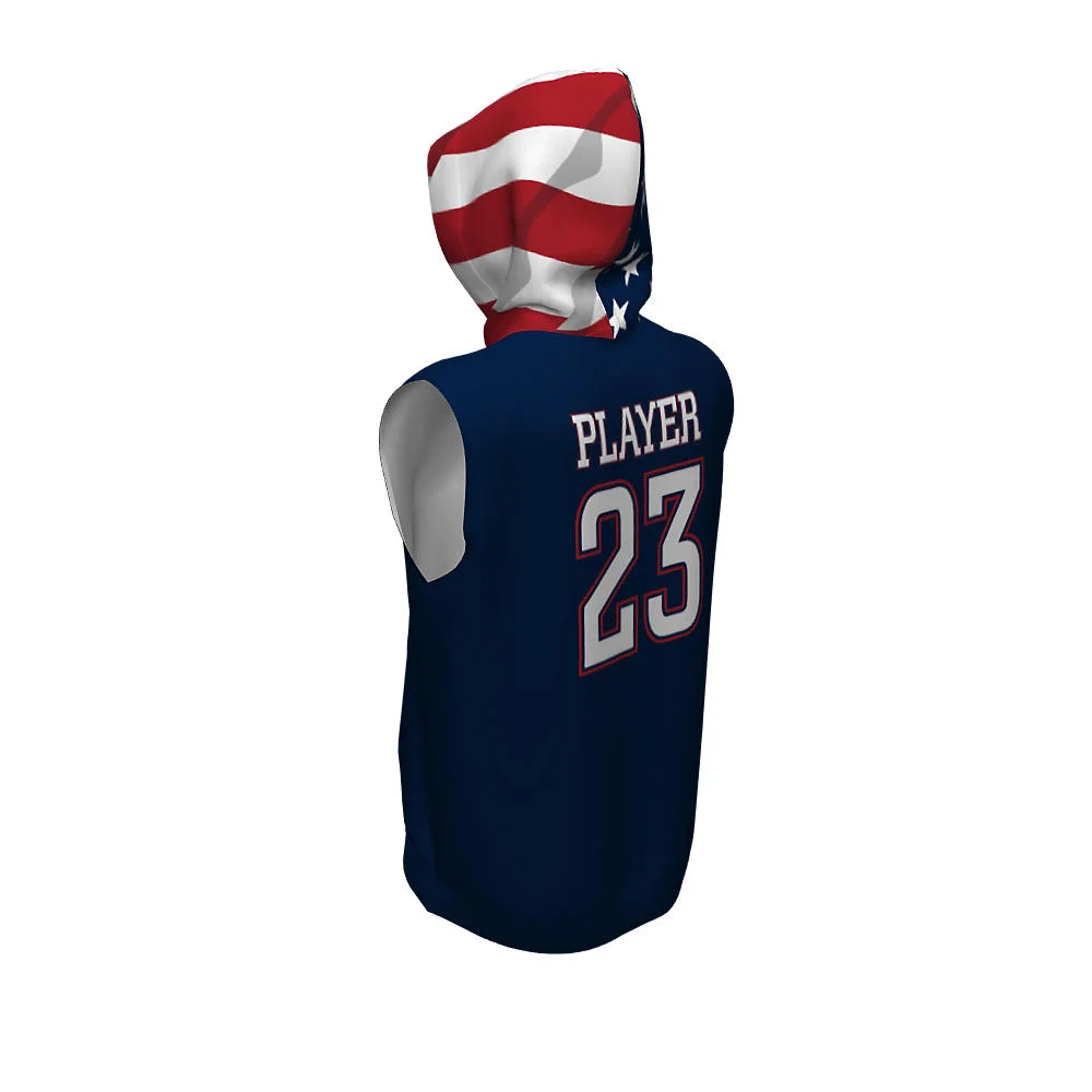 Custom Stars & Stripes Hood Sleeveless Basketball Hoodie | OEM