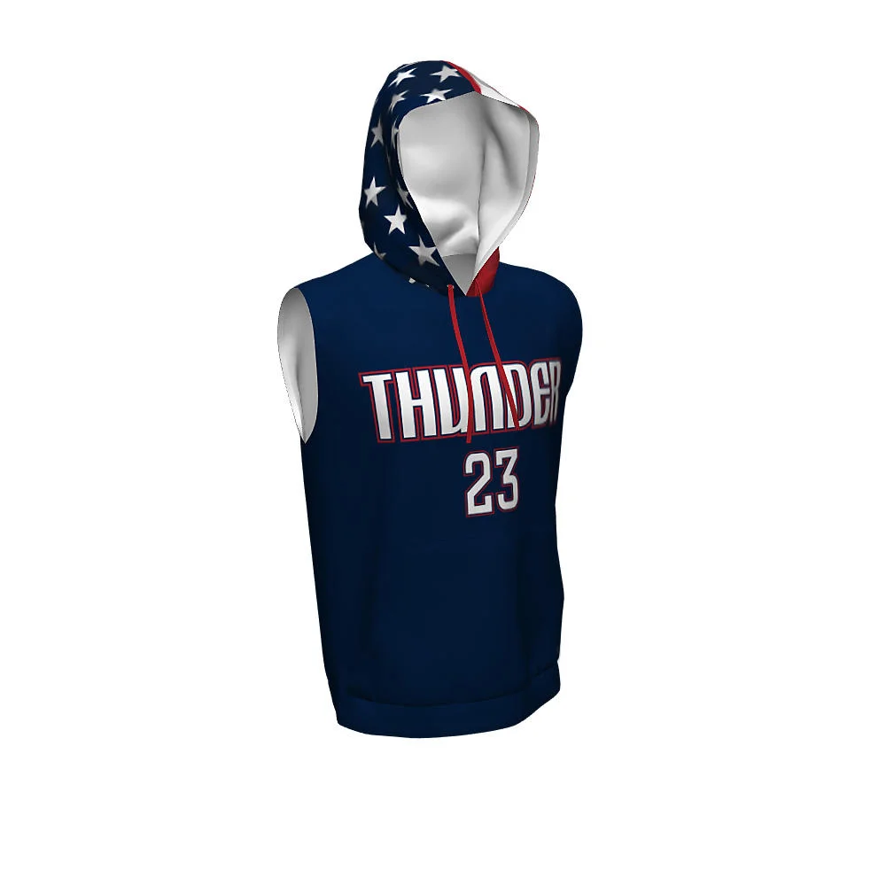 Custom Stars & Stripes Hood Sleeveless Basketball Hoodie | OEM