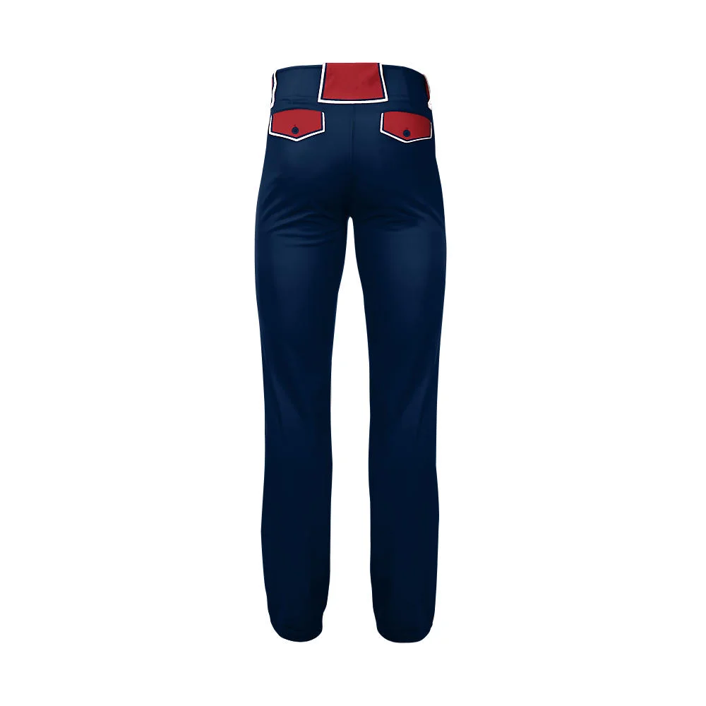 Custom Solid Navy Athletic Baseball Pants with Red Braid | OEM
