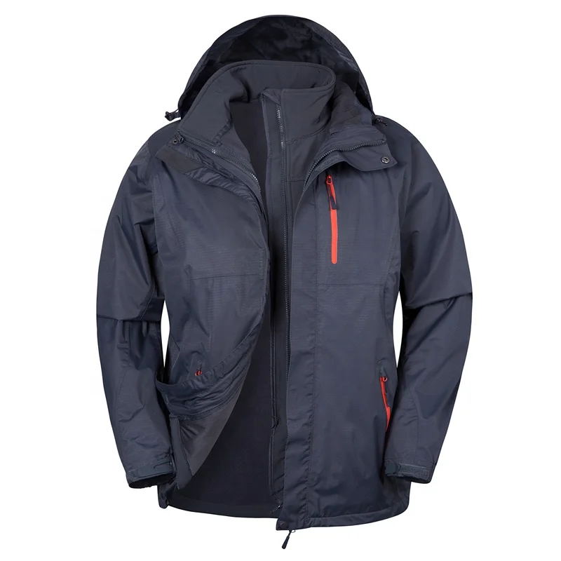 Custom Navy Technical Winter Sports Jacket with Red Zips | OEM