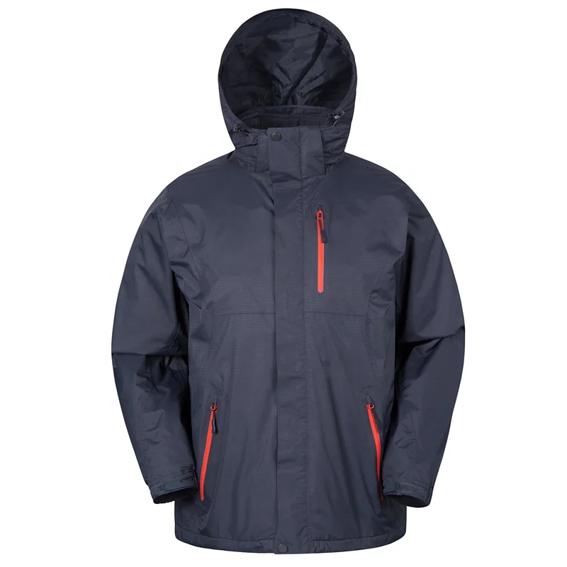 Custom Navy Technical Winter Sports Jacket with Red Zips | OEM