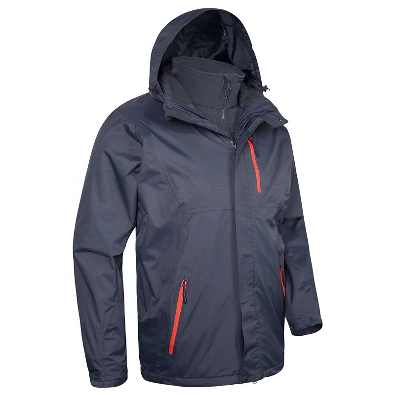 Custom Navy Technical Winter Sports Jacket with Red Zips | OEM