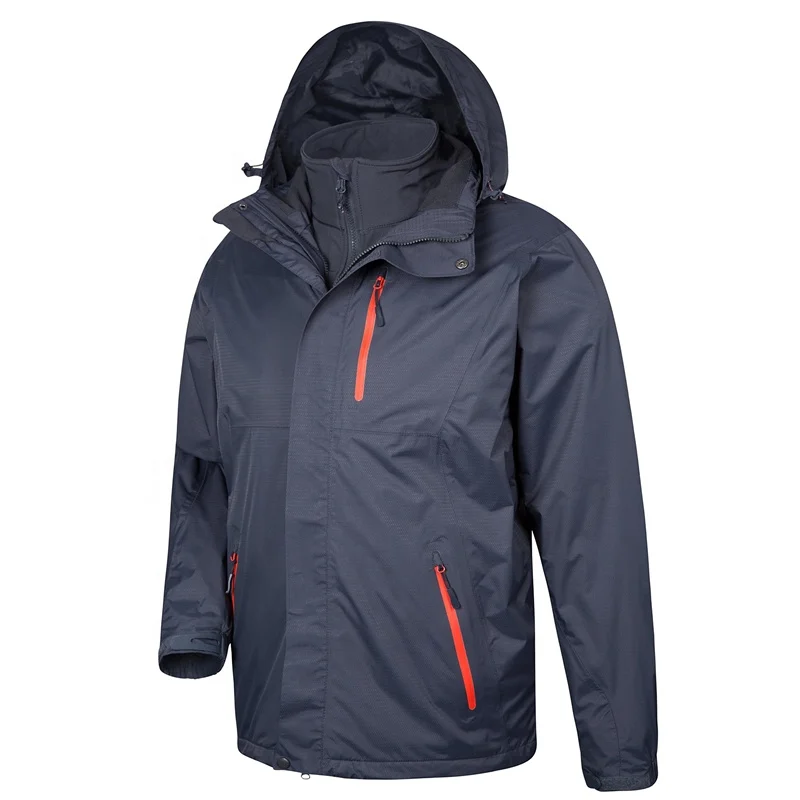 Custom Navy Technical Winter Sports Jacket with Red Zips | OEM