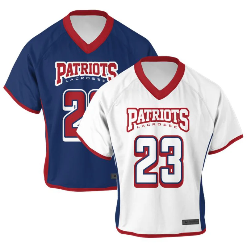 Custom Tri-Color Trim Lacrosse V-Neck Jersey Set | OEM