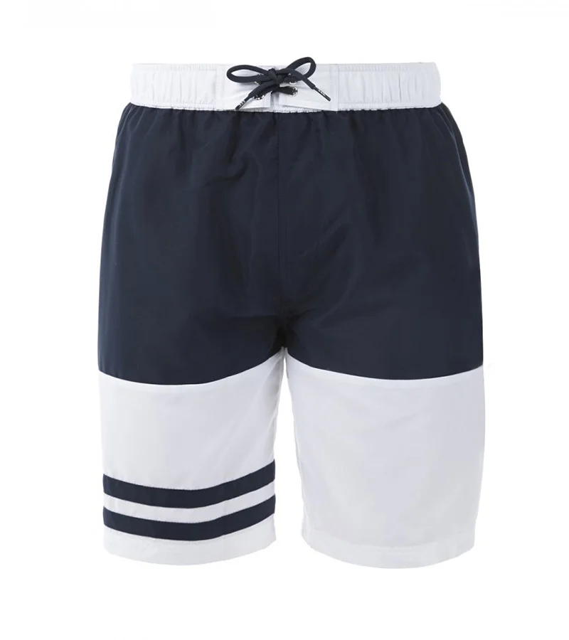 Custom Navy & White Spliced Boardshorts | Swimwear OEM