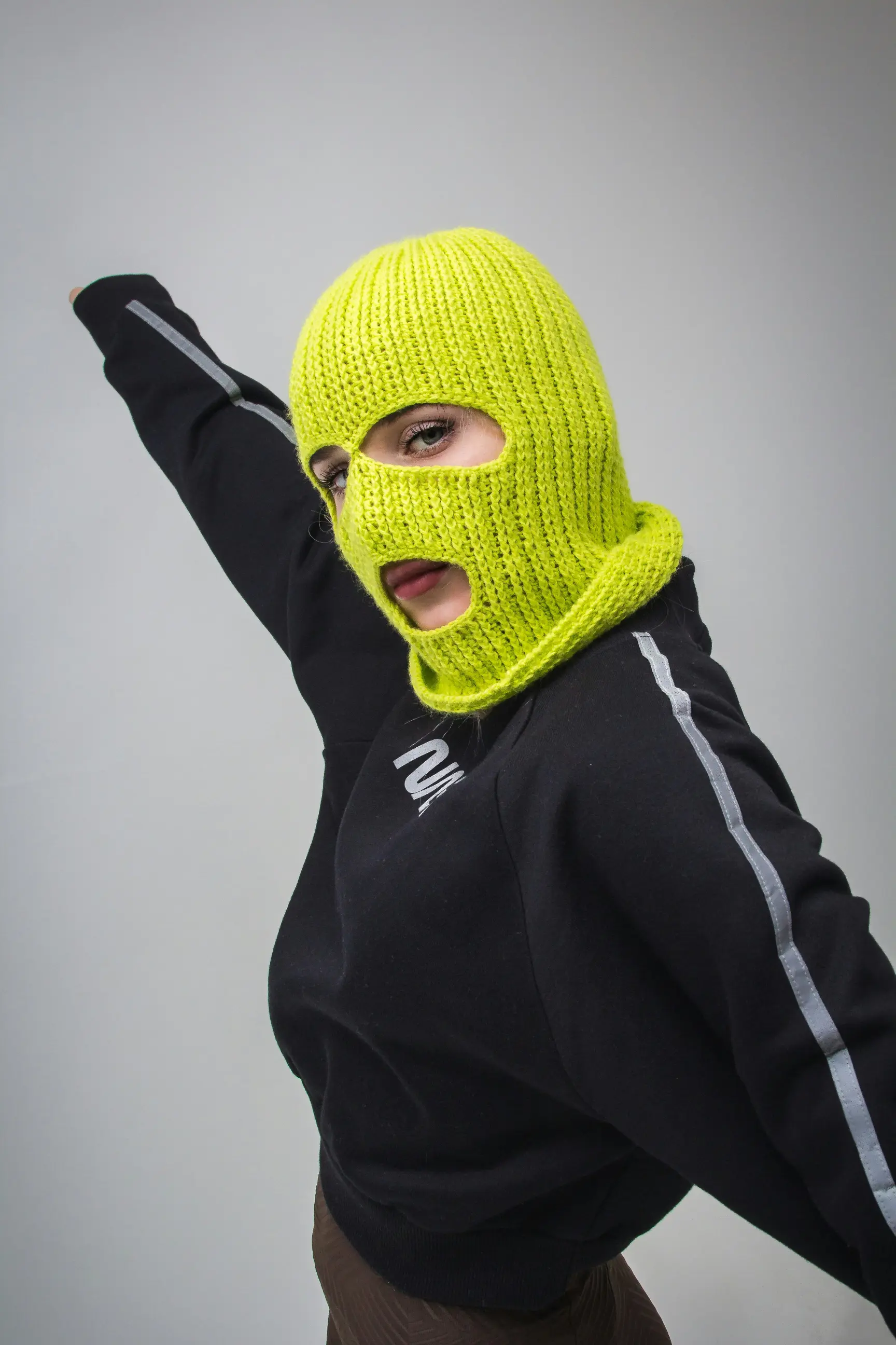Custom Neon Green Chunky Knit Balaclava | Streetwear Ski Mask OEM